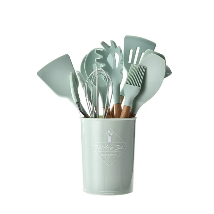Aqua storage barrel with wooden handle silicone kitchenware set spatula kitchen utensil cooking set
Aqua storage barrel with wooden handle silicone kitchenware set spatula kitchen utensil cooking set