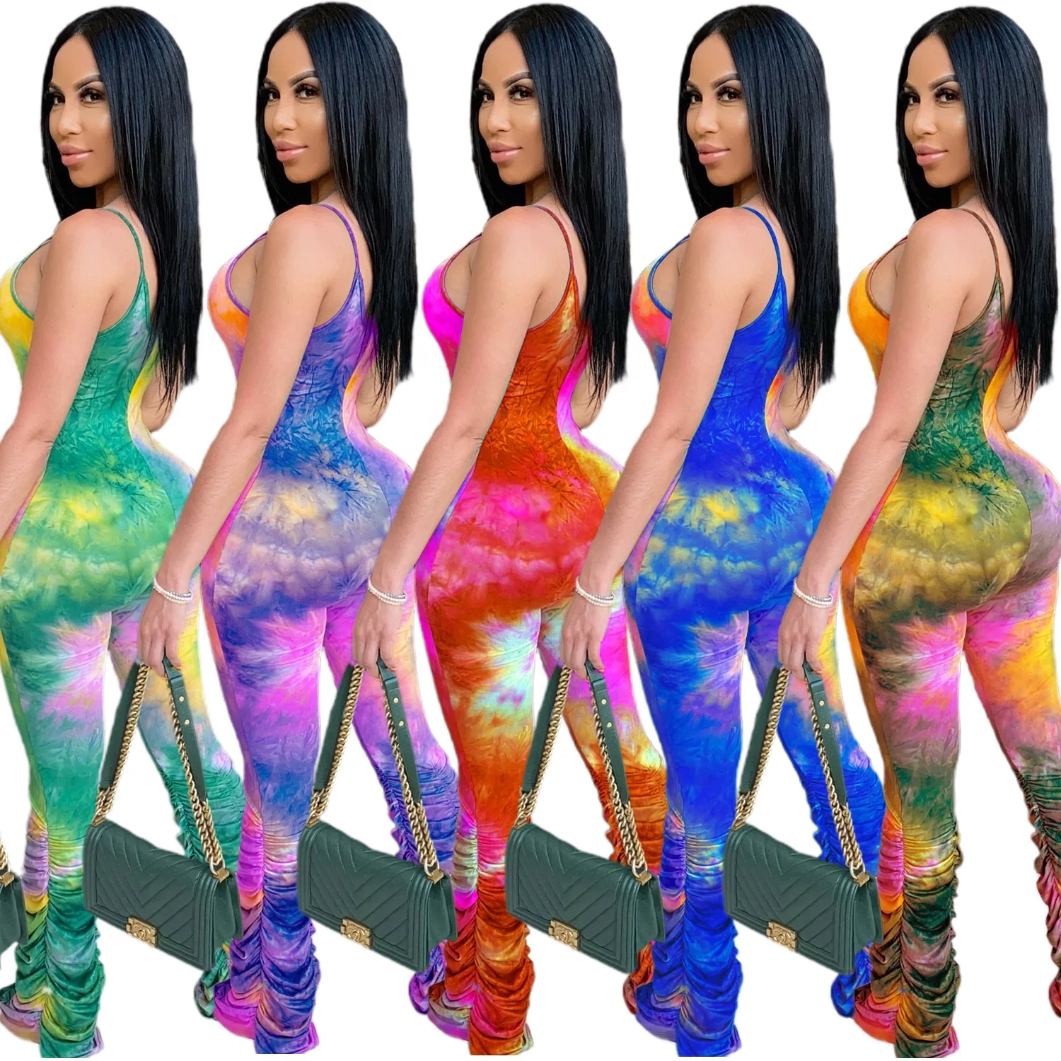 QC3561 New arrival fashion tie dye halter one piece stacked rompers regular fall summer plus size jumpsuits for women, As picture or customized make
QC3561 New arrival fashion tie dye halter one piece stacked rompers regular fall summer plus size jumpsuits for women, As picture or customized make