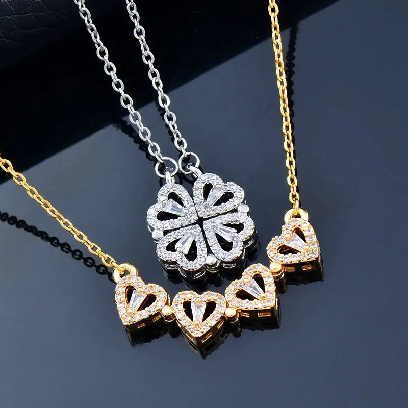 Creative Magnetic Folding Heart-Shaped Jewelry Party Gift Four-leaf Clover Necklace Magic Heart Shaped Necklace
Creative Magnetic Folding Heart-Shaped Jewelry Party Gift Four-leaf Clover Necklace Magic Heart Shaped Necklace