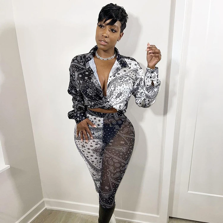 Fall 2021 Women Clothes Turndown Long Sleeve Paisley Print Blouse Two Piece Pants Sets Women Bandana streetwear style, Black,blue
Fall 2021 Women Clothes Turndown Long Sleeve Paisley Print Blouse Two Piece Pants Sets Women Bandana streetwear style, Black,blue