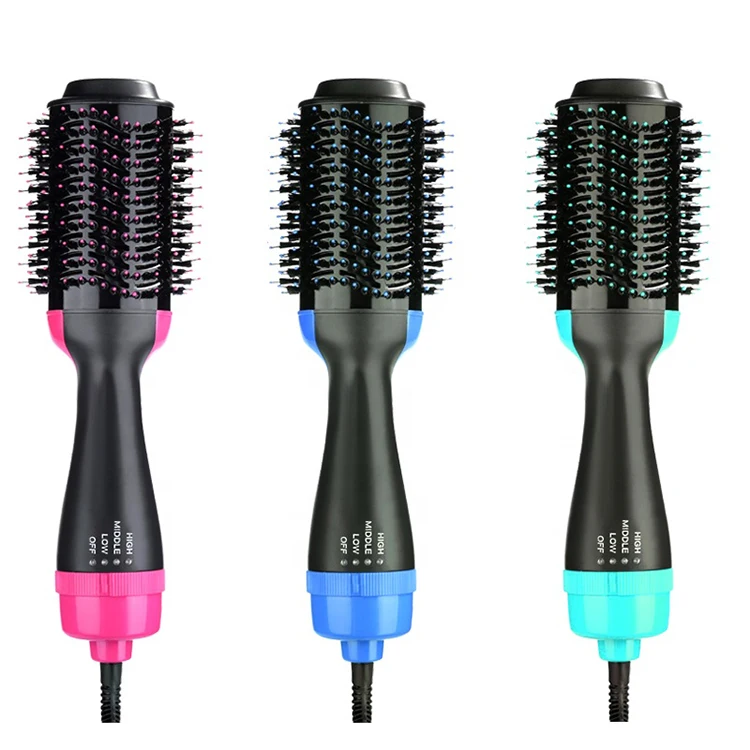 

Professional Hair Dryer Machine 4 In 1 Multifunction Hair Styling Tools Hairdryer Pro Hair Curler Straightener Dryer Comb Brush, Pink/blue/green