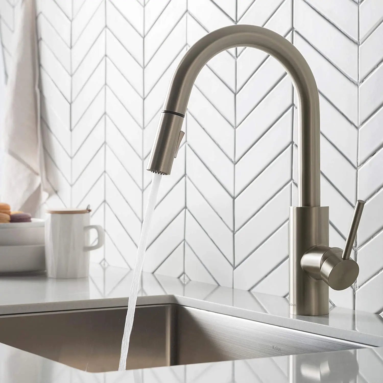 aquacubic gold cupc single handle <strong>pull</strong> down touch kitchen faucet