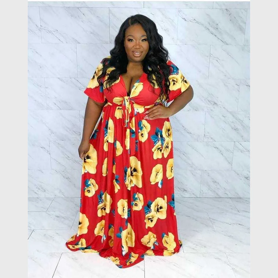 LANOZY 2021 Summer Plus Size Women Dress Floral Printed V-neck Casual Maxi Dress, Red
LANOZY 2021 Summer Plus Size Women Dress Floral Printed V-neck Casual Maxi Dress, Red