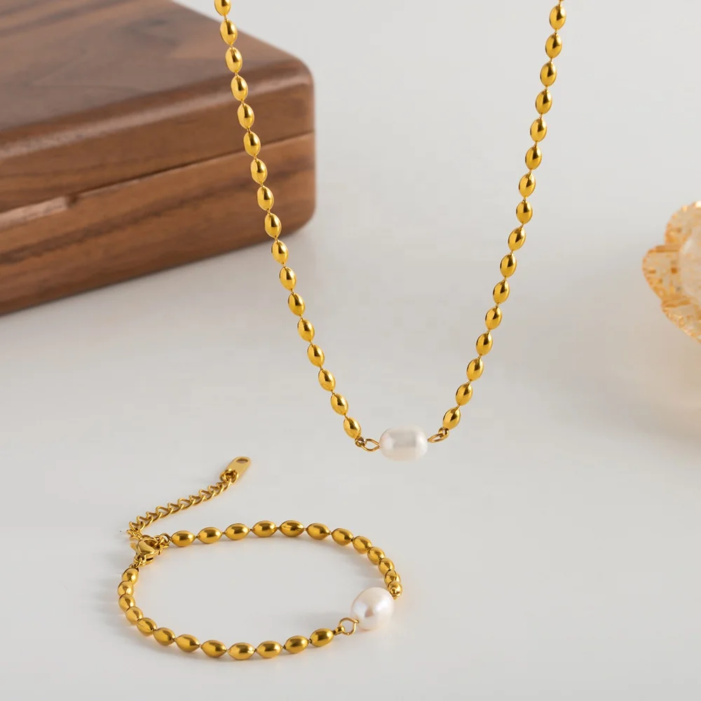 Dainty 18k Gold Plated Stainless Steel Beaded Bracelet Pearl Bracelet Necklace Fashion Jewelry For Women Gift
Dainty 18k Gold Plated Stainless Steel Beaded Bracelet Pearl Bracelet Necklace Fashion Jewelry For Women Gift