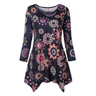 Colorful Long Sleeves Women Clothing Blouse Vintage Patterns Tunic