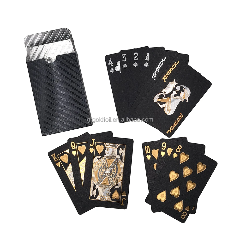 

Black foil playing card Luxury black gold plastic poker waterproof black playing cards high quality game cards