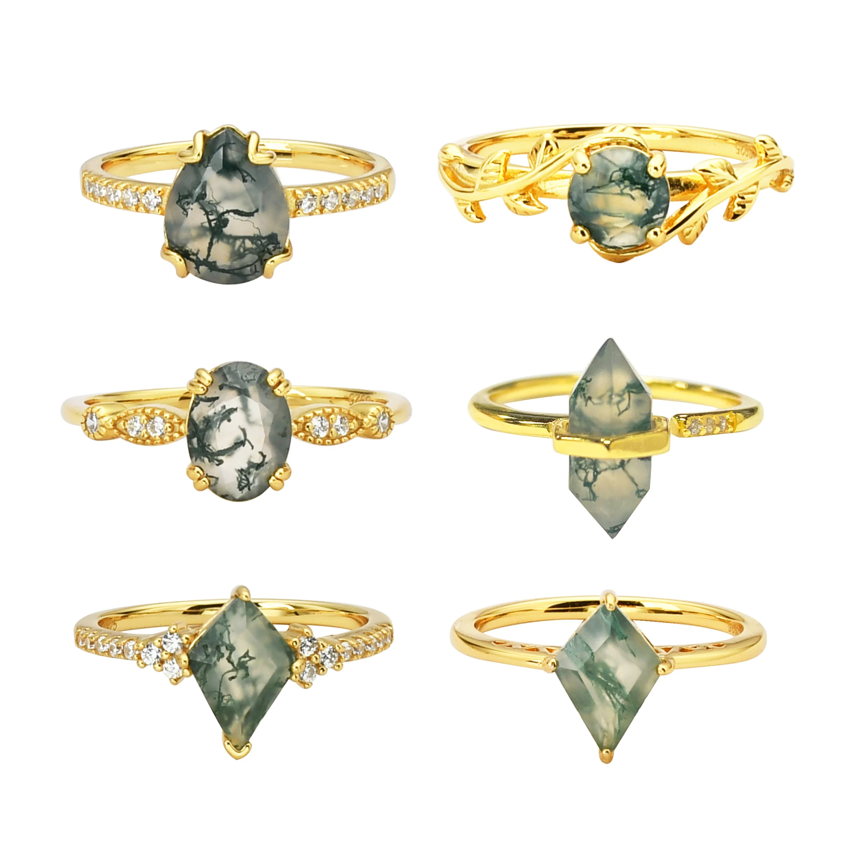 Luxury Fine Jewelry 925 sterling silver bridal engagement wedding ring women moss agate ring
Luxury Fine Jewelry 925 sterling silver bridal engagement wedding ring women moss agate ring