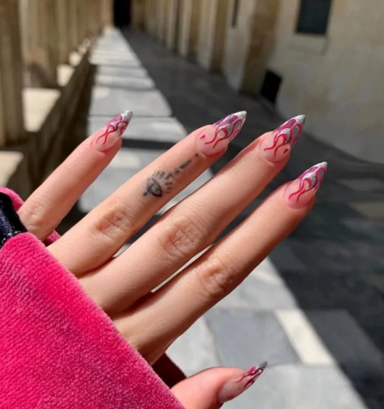 New Style Long stiletto flame reusable false nails trendy press on nails ready to ship press on nails
New Style Long stiletto flame reusable false nails trendy press on nails ready to ship press on nails