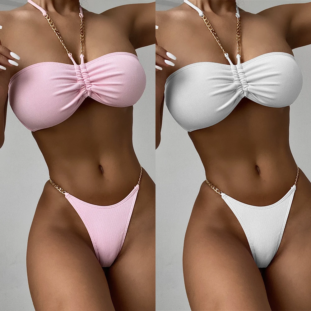 OEM Swimwear Beachwear Pure Color Chain Bikini Swimsuit Bandage Swim Suit Women Split 2021 Custom bathing suits, Customized color
OEM Swimwear Beachwear Pure Color Chain Bikini Swimsuit Bandage Swim Suit Women Split 2021 Custom bathing suits, Customized color