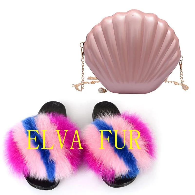2020 ELVA Summer Women Real Fox Fur Slides Color Shell Bag Diagonal Shoulder Bag Set, Colours
2020 ELVA Summer Women Real Fox Fur Slides Color Shell Bag Diagonal Shoulder Bag Set, Colours