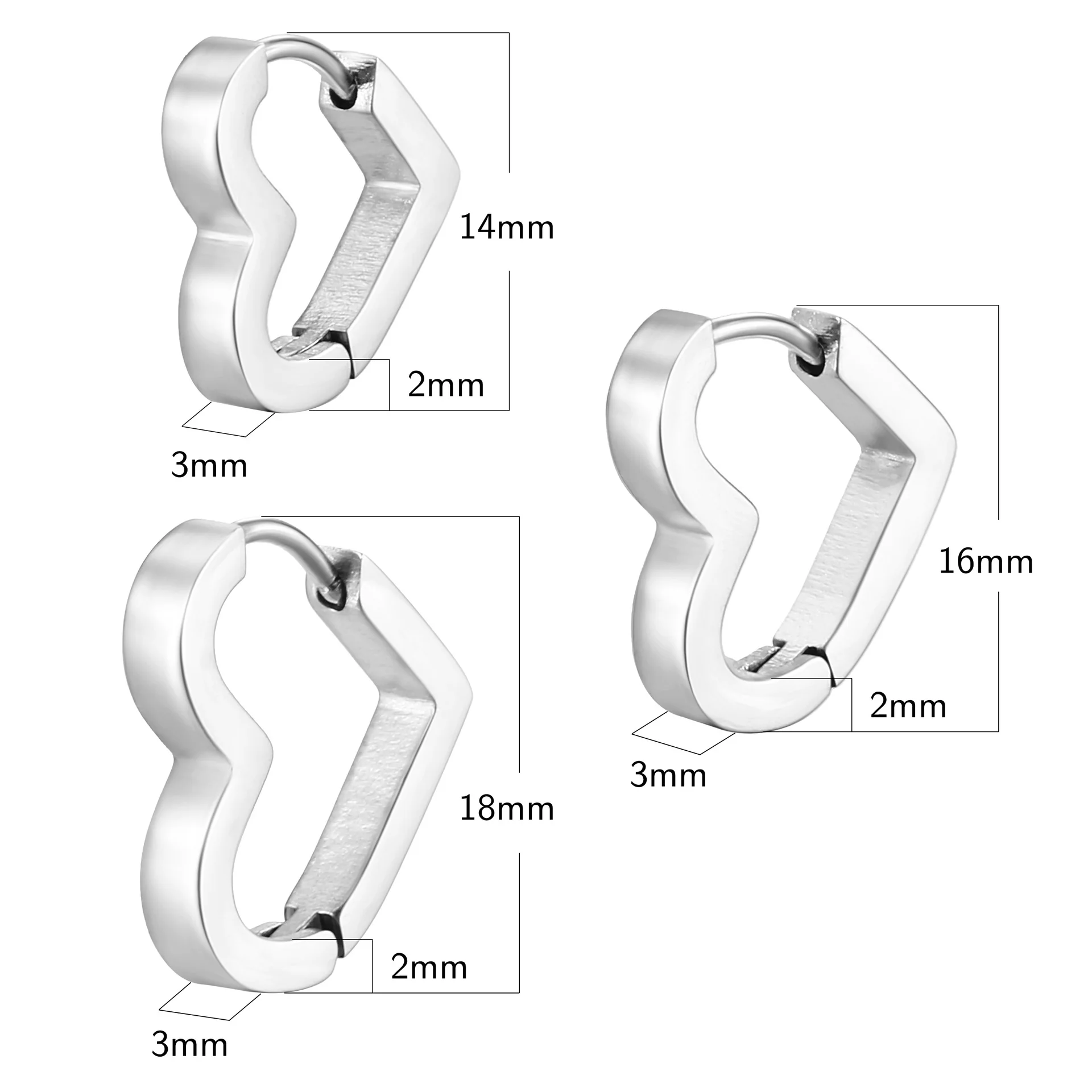 Exaggerated Heart U Shaped Stainless Steel Cut Out Star Hoop Earrings 18k Gold Plated Geometric Rectangle Square Hoop Earrings
Exaggerated Heart U Shaped Stainless Steel Cut Out Star Hoop Earrings 18k Gold Plated Geometric Rectangle Square Hoop Earrings