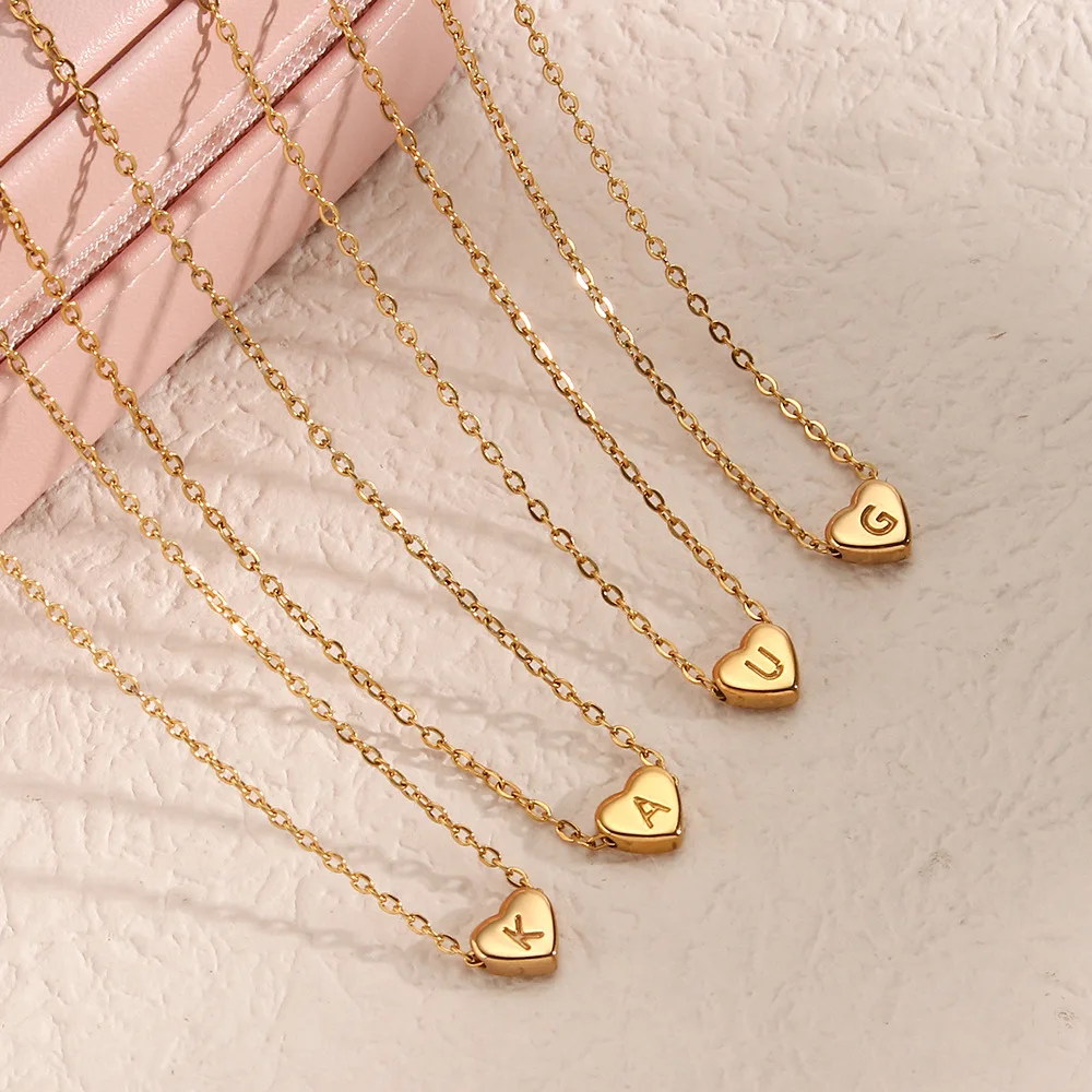 18k Gold Stainless Steel Electroplating Gold Plated Delicate 26 Letter Heart Pendant Necklace Fashion Jewelry
18k Gold Stainless Steel Electroplating Gold Plated Delicate 26 Letter Heart Pendant Necklace Fashion Jewelry