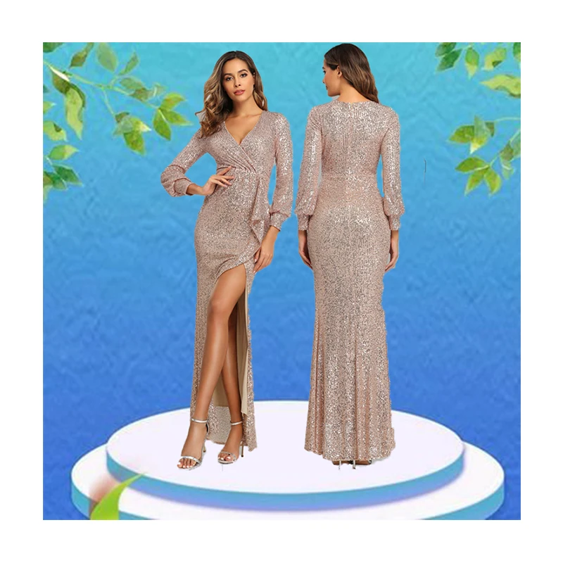 KCYA New Banquet Elegant Paillette V-neck Bodycon Women's Long Gowns Dinner Party Evening Dress
KCYA New Banquet Elegant Paillette V-neck Bodycon Women's Long Gowns Dinner Party Evening Dress
