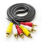 Gold 1.5m 3RCA to 3RCA cable plug adapter audio video cable
