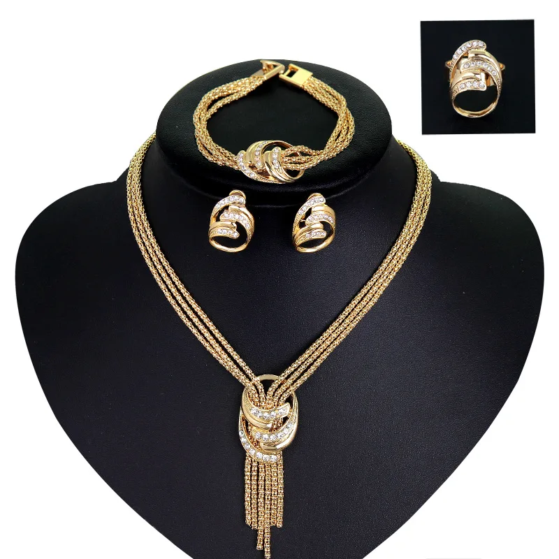 Fashion African Bride Pakistani Alloy Gold Plated Necklace Bracelet Earrings Ring Wedding Jewelry Set BHS008, As the pictures
Fashion African Bride Pakistani Alloy Gold Plated Necklace Bracelet Earrings Ring Wedding Jewelry Set BHS008, As the pictures