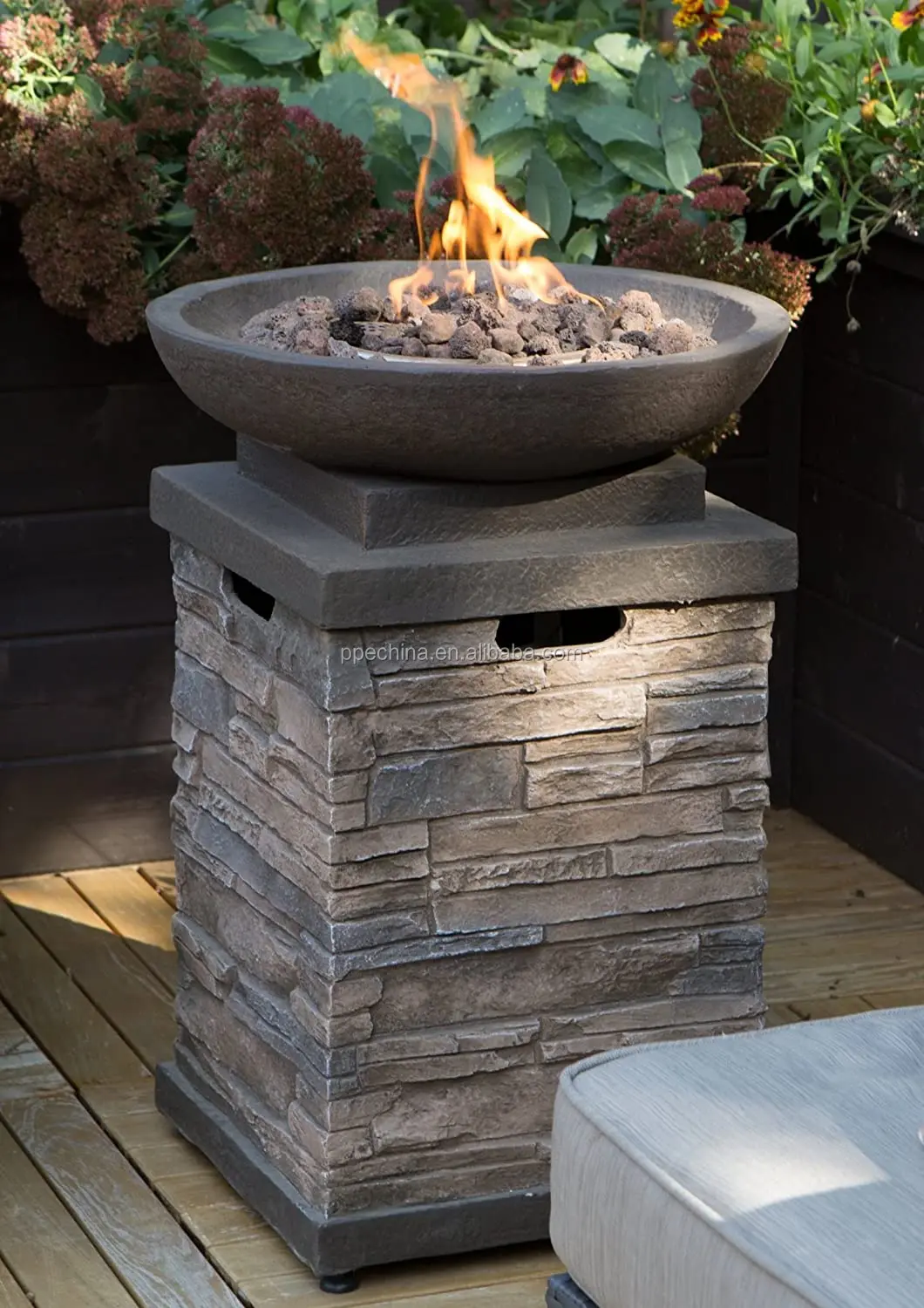 Standing outdoor gas stove stone heating fireplace fire pits