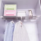 Stainless Steel 5 Bars Telescopic Extendable Wardrobe Clothes Rack Closet Layered Organizer Tension Shelf for Hanging