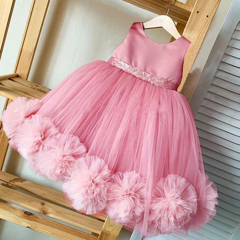 

MQATZ Summer Flower Kids Fluffy Dress For Girls 10 Color Baby Girl Party Tutu Dress Wedding Princess T5259