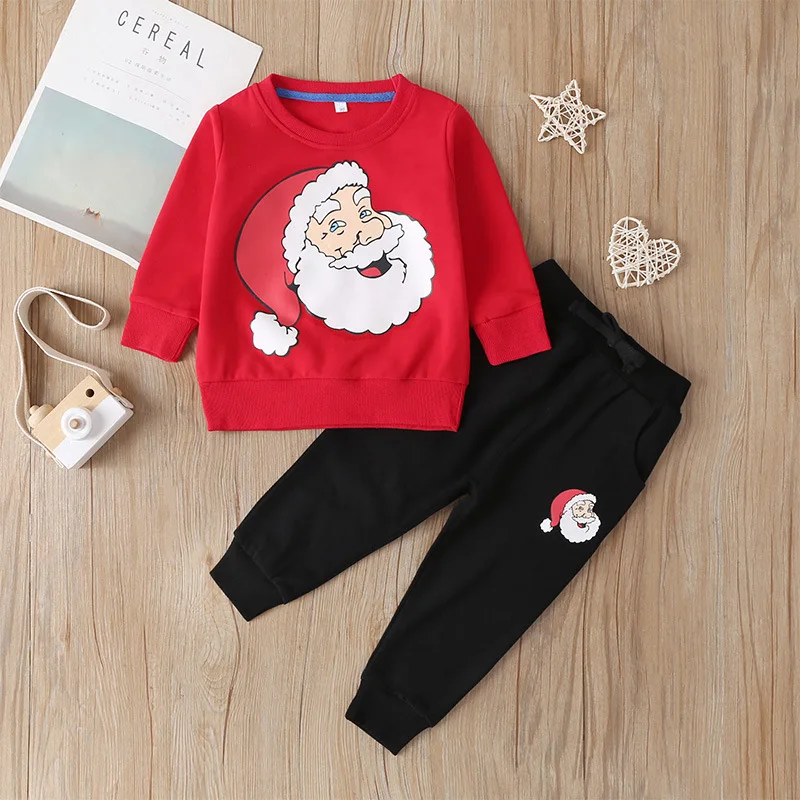 Christmas children's clothing for boys and girls baby long-sleeved Santa Claus sweater + trousers two-piece suit new
Christmas children's clothing for boys and girls baby long-sleeved Santa Claus sweater + trousers two-piece suit new