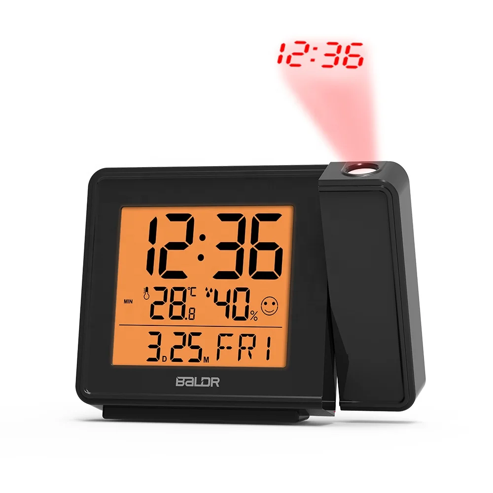 BALDR B0367 Digital Projection Alarm Clock with Orange Back-Light for Bedroom Time Projector on the Ceiling Indoor Temperature
BALDR B0367 Digital Projection Alarm Clock with Orange Back-Light for Bedroom Time Projector on the Ceiling Indoor Temperature
