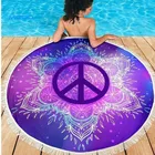 Custom Toweling Fabric Cyrcle Bright Printing Beach Pareo Sarong With Tassels Round Cover Up Beach dress Multi Wear