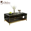 Golden Stainless Steel Leg Cool Modern Minimalist Piano Black Paint Coffee Table Living Room Openwork