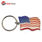 Cheap custom logo metal usa country flag souvenir keychain