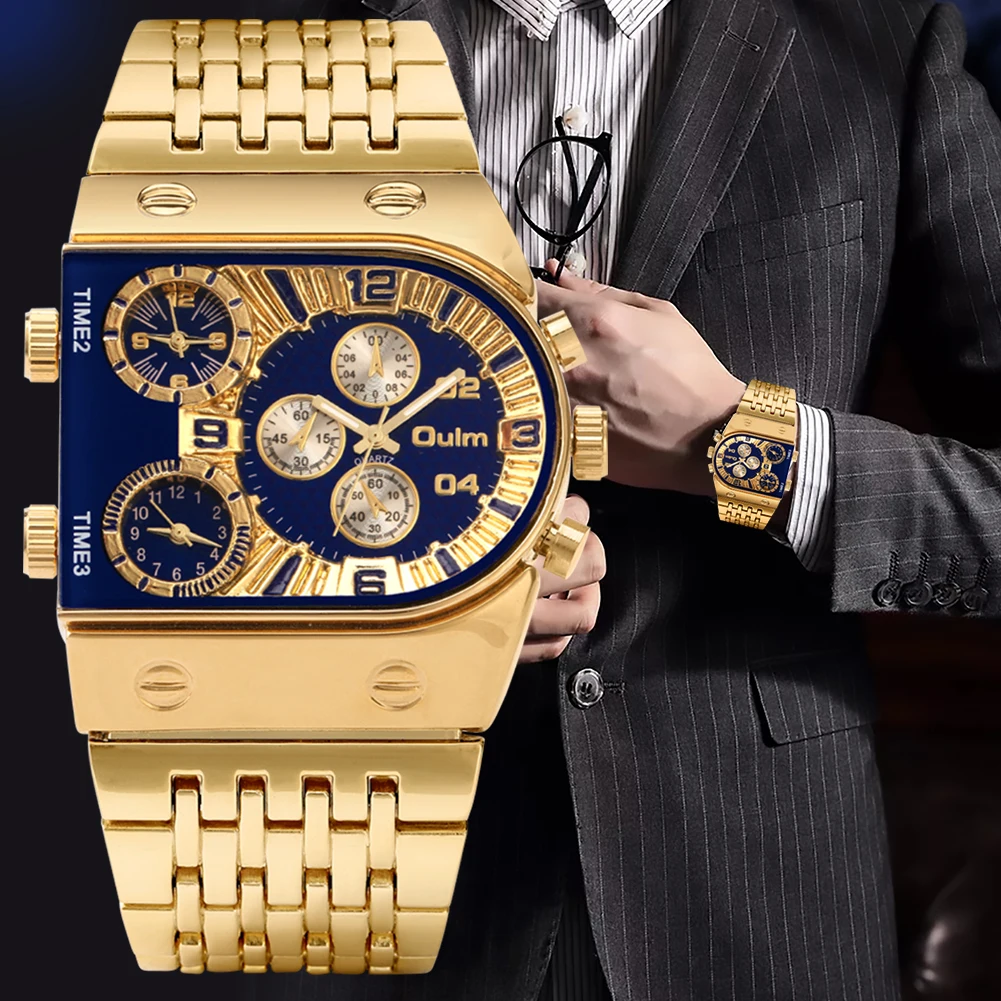 Oulm Luxury Full Metal Men's Watches Gold Watch Sports Man Multi-Time Zone Male Watch Clock Hour
Oulm Luxury Full Metal Men's Watches Gold Watch Sports Man Multi-Time Zone Male Watch Clock Hour