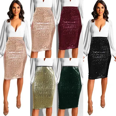 2021 Summer Sequin Skirts Women Straight Knee Length Glitter Pencil elegant Skirt for ladies long skirts, Photo color
2021 Summer Sequin Skirts Women Straight Knee Length Glitter Pencil elegant Skirt for ladies long skirts, Photo color