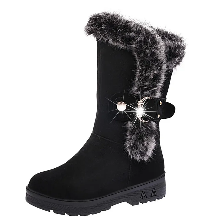Ladies Warm Cotton Plush Padded Boots Big Size Women Winter Artificial Rabbit Fur Boots Women Shoes, As picture
Ladies Warm Cotton Plush Padded Boots Big Size Women Winter Artificial Rabbit Fur Boots Women Shoes, As picture