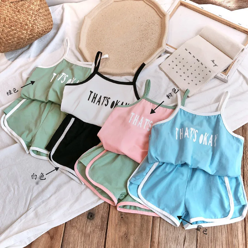 RTS New fashion summer girls suit baby thin western style sling letter top shorts two-piece kids children clothing set
RTS New fashion summer girls suit baby thin western style sling letter top shorts two-piece kids children clothing set