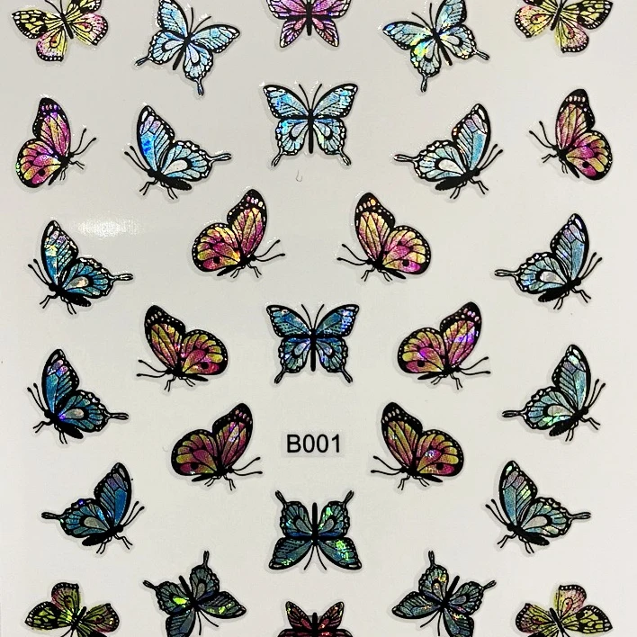 B001-016 16 Designs Japanese style colorful laser butterfly nail art stickers, As picture show
B001-016 16 Designs Japanese style colorful laser butterfly nail art stickers, As picture show