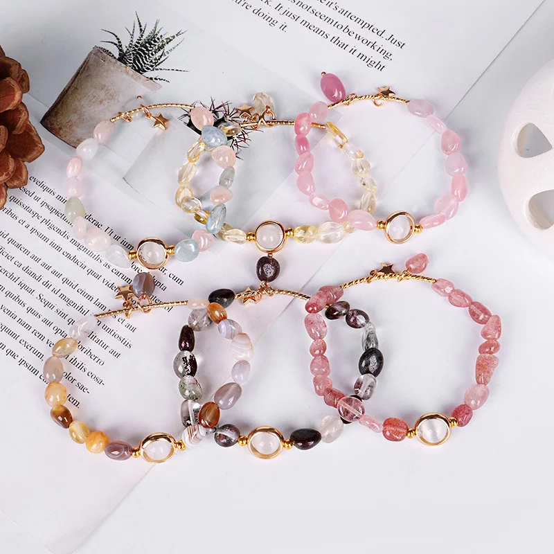 Newest Design Irregular Pink Crystal Stone Beads Bracelet Colorful Natural Stone Beaded Bracelet For Girls
Newest Design Irregular Pink Crystal Stone Beads Bracelet Colorful Natural Stone Beaded Bracelet For Girls