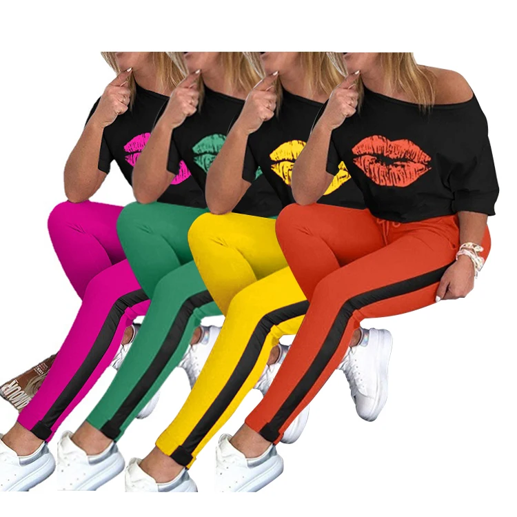 5XL Plus Size Off Shoulder Lip Letter Cartoon Print Tshirt Side Stripe Pants 2 Piece Set Women
5XL Plus Size Off Shoulder Lip Letter Cartoon Print Tshirt Side Stripe Pants 2 Piece Set Women