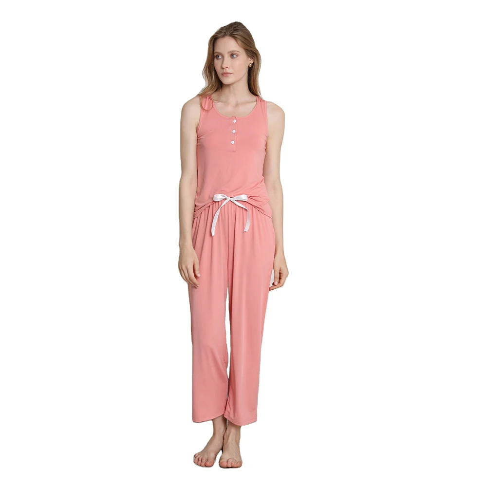 Summer sleeveless pink casual home lounge wear turkish 2 piece female sleepwear camisole pajama set trendy clothes for women
Summer sleeveless pink casual home lounge wear turkish 2 piece female sleepwear camisole pajama set trendy clothes for women