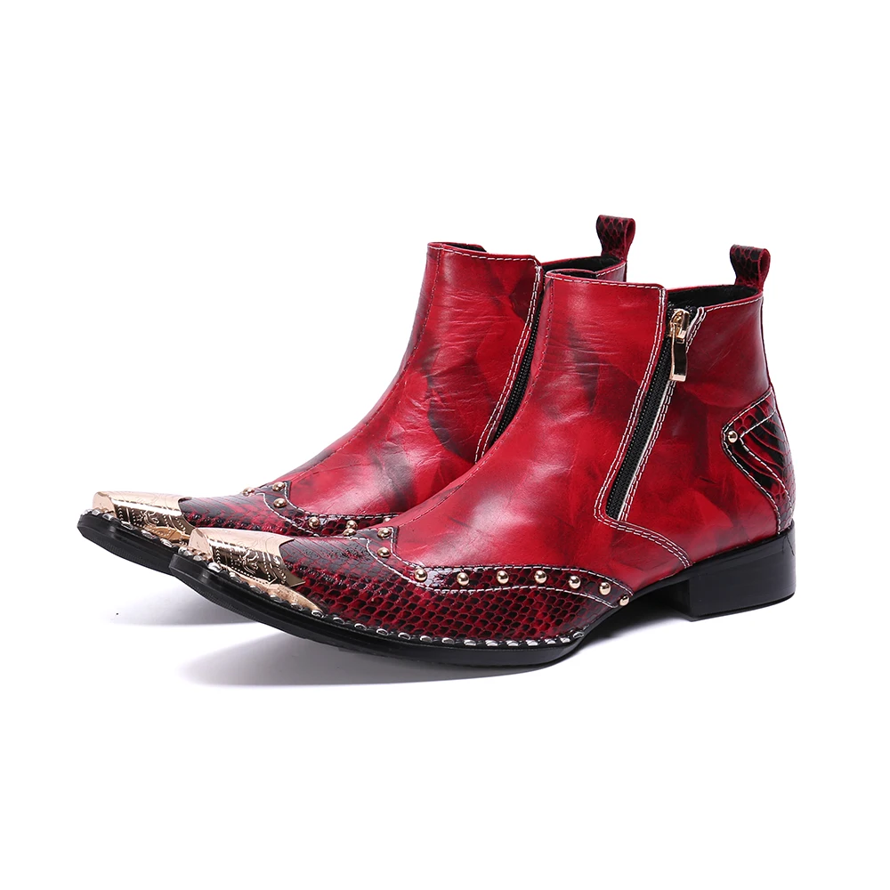 NA283 Red steel head rivet fashion men's boots botas hombre blancas point toe gold steel toe mens boots leather men winter shoes
NA283 Red steel head rivet fashion men's boots botas hombre blancas point toe gold steel toe mens boots leather men winter shoes