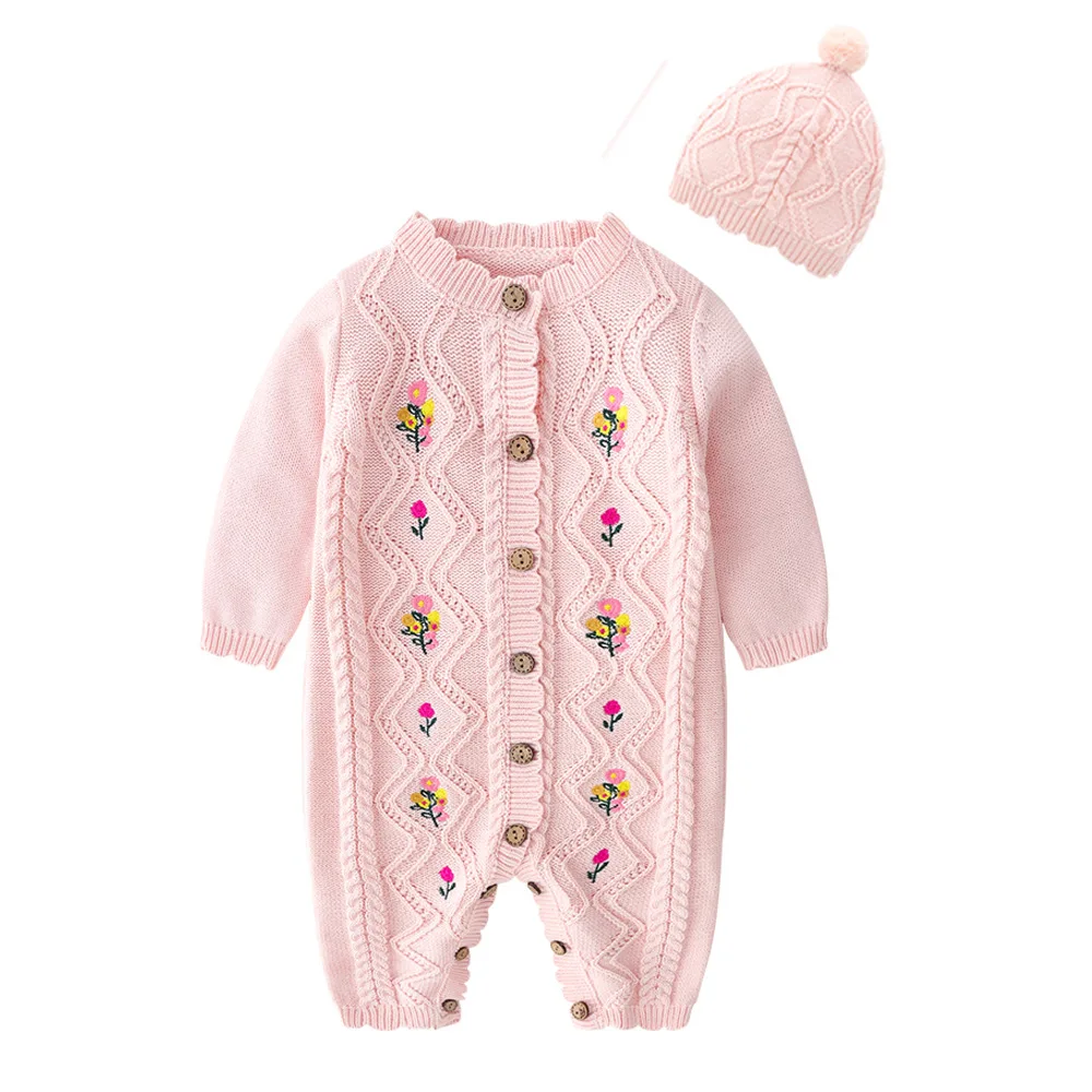 Pink Custom Baby Long Sleeve Romper Toddler Clothing Flowers Knit Sweater Cotton Baby Romper with hat, Customized color
Pink Custom Baby Long Sleeve Romper Toddler Clothing Flowers Knit Sweater Cotton Baby Romper with hat, Customized color