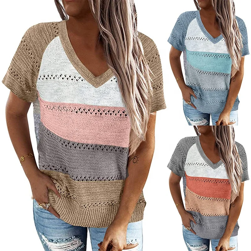 T303 top Summer Short Sleeve V-Neck Women Knit T Shirt Casual Loose Plus Size Tops 2021 New Summer Tee Shirt For Women Clothes
T303 top Summer Short Sleeve V-Neck Women Knit T Shirt Casual Loose Plus Size Tops 2021 New Summer Tee Shirt For Women Clothes