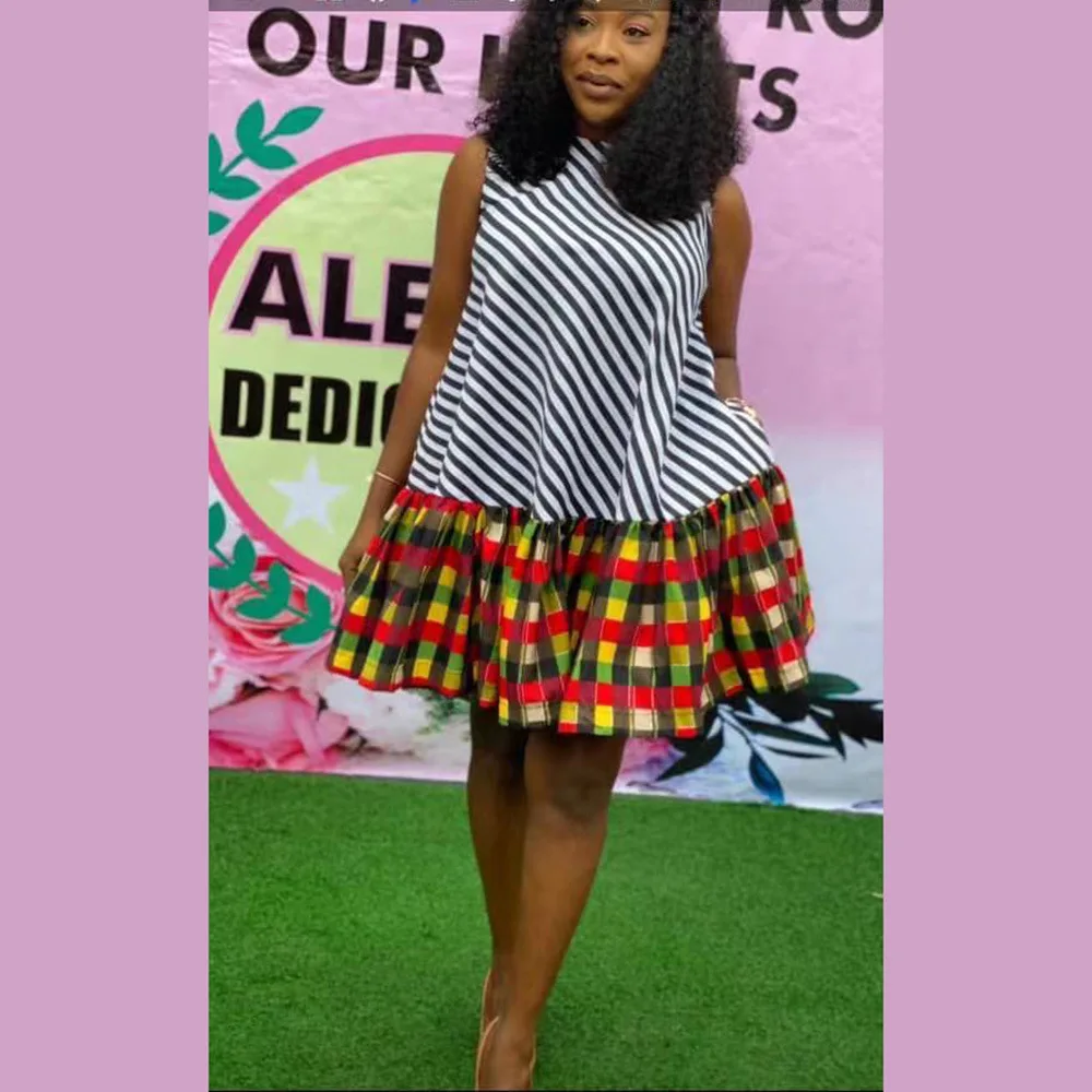 Women A Line Dress Casual Loose Fit Contrast Vertical Stripe Printed Sleeveless Side Pockets Mini Dresses, As showed
Women A Line Dress Casual Loose Fit Contrast Vertical Stripe Printed Sleeveless Side Pockets Mini Dresses, As showed