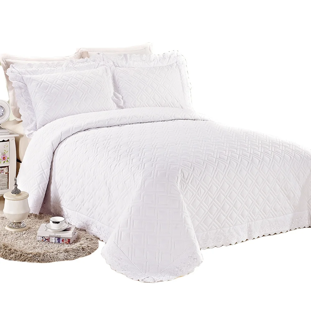 HOT designs polycotton lace bedcover bedding set