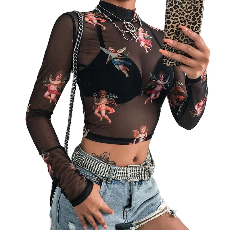 Sexy Women T Shirt See Through Transparent Mesh Tops Long Sleeve Sheer Slim Turtleneck T-Shirt New Arrival Women tshirt
Sexy Women T Shirt See Through Transparent Mesh Tops Long Sleeve Sheer Slim Turtleneck T-Shirt New Arrival Women tshirt