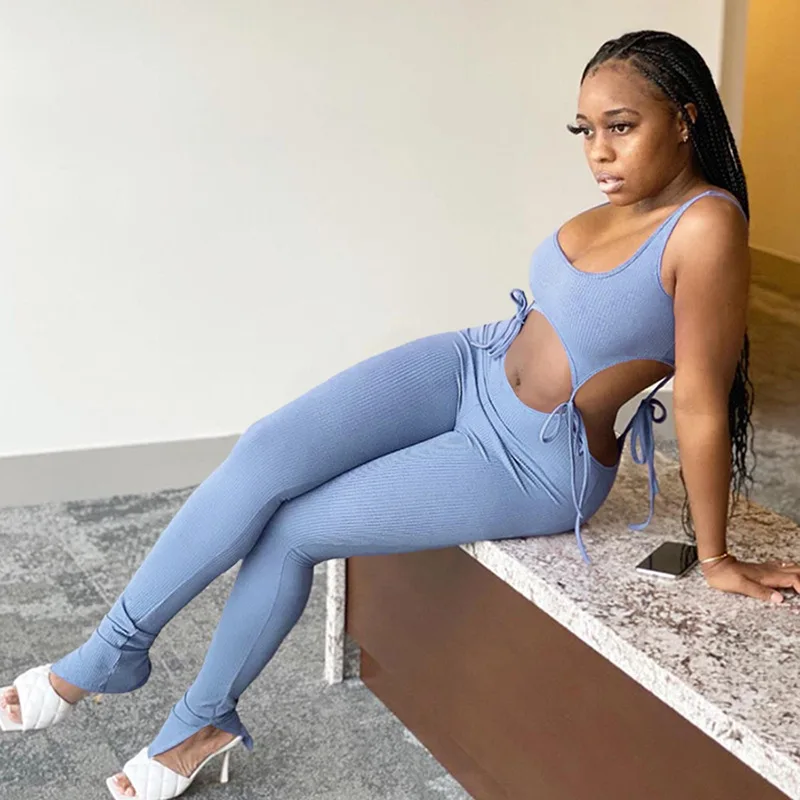 Ribbed Active Wear Fitness Rompers Womens Jumpsuit 2021 Sexy Fashion Hollow Out Bandage Workout Sports Jumpsuits C13192 
Ribbed Active Wear Fitness Rompers Womens Jumpsuit 2021 Sexy Fashion Hollow Out Bandage Workout Sports Jumpsuits C13192