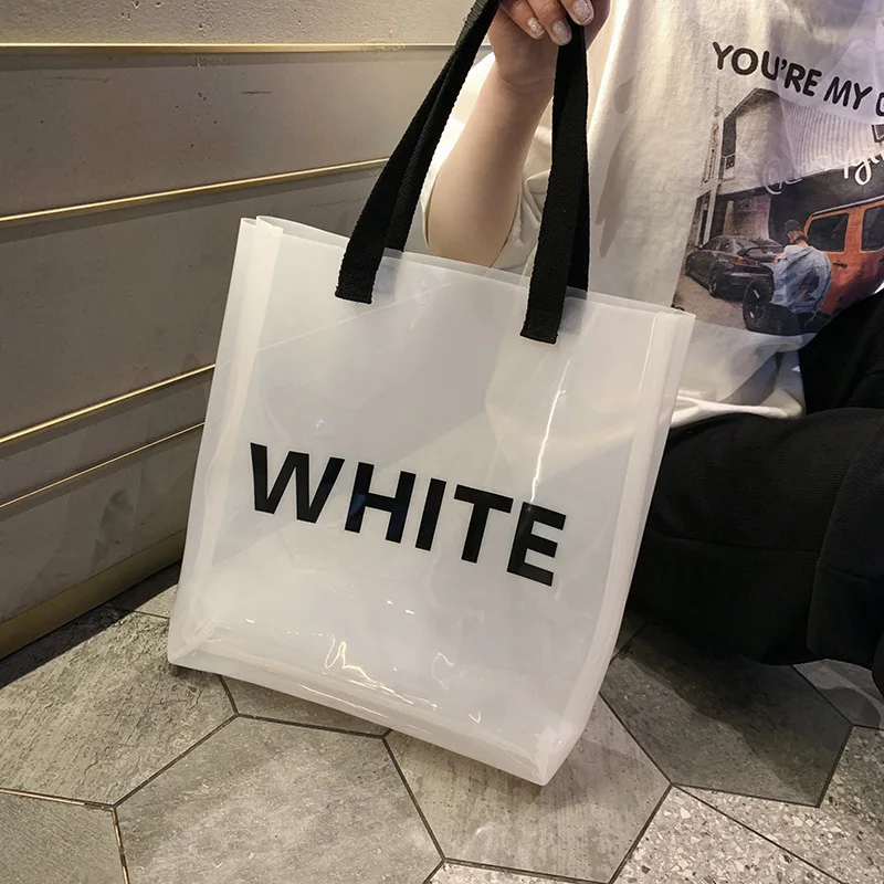 PVC transparent handbag new summer bucket jelly bag Korean one shoulder letter large capacity beach bag, 4 colors
PVC transparent handbag new summer bucket jelly bag Korean one shoulder letter large capacity beach bag, 4 colors