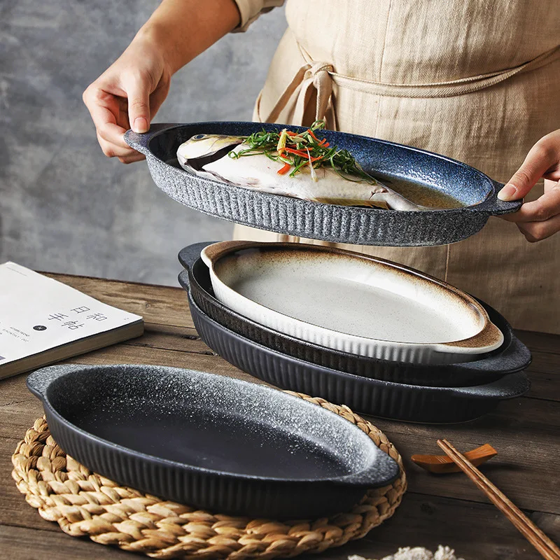 Creative steamed fish household ceramic tableware with fish plate new large Japanese style, Customized accord
Creative steamed fish household ceramic tableware with fish plate new large Japanese style, Customized accord