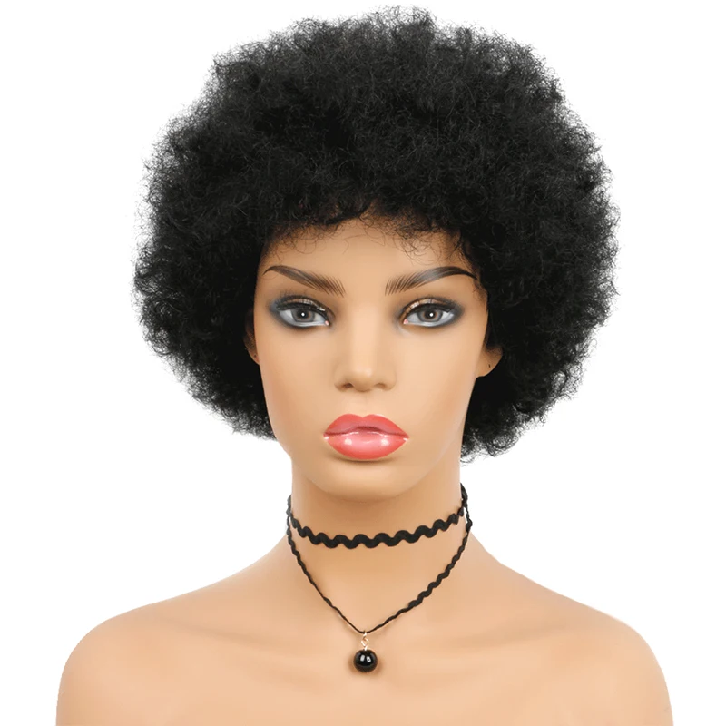 

Brazilian Perruque Crepus Court Afro Kinky Full Lace Wig Bouncy Fluffy Curly Human Hair Wig Black Short Kinky Curly Afro Wig, 1b , 1b/30, 1b/27,1b/99j,#27,#30,#99j