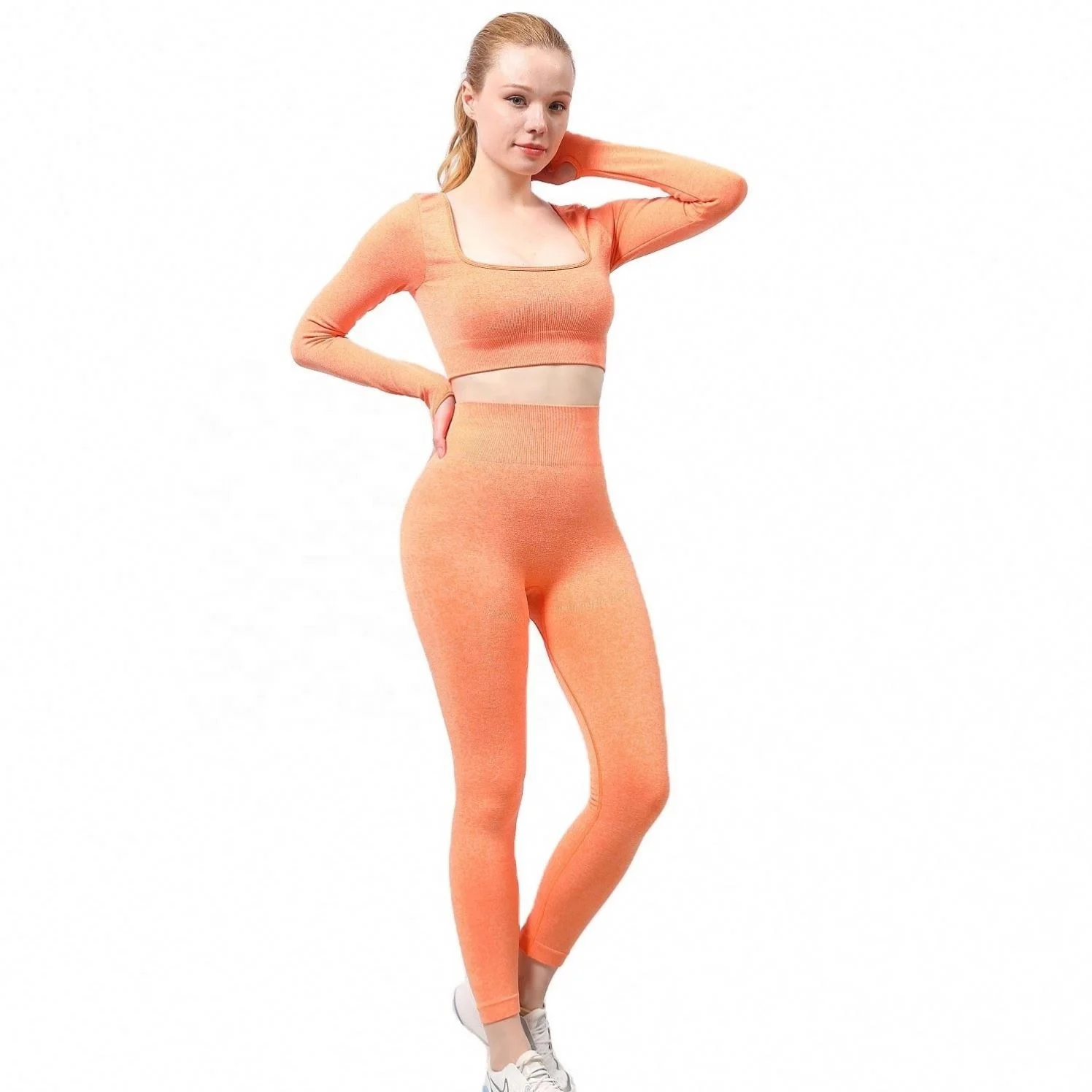 Tiktok Hot Women Long Sleeve Crop Top And Leggings Breathable Workout Suit Two Pcs Yoga Suits Seamless Set, Black/pink/orange/green
Tiktok Hot Women Long Sleeve Crop Top And Leggings Breathable Workout Suit Two Pcs Yoga Suits Seamless Set, Black/pink/orange/green