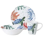 Durable Melamine Brass Dinnerware Set, Decal Dinnerware Sets