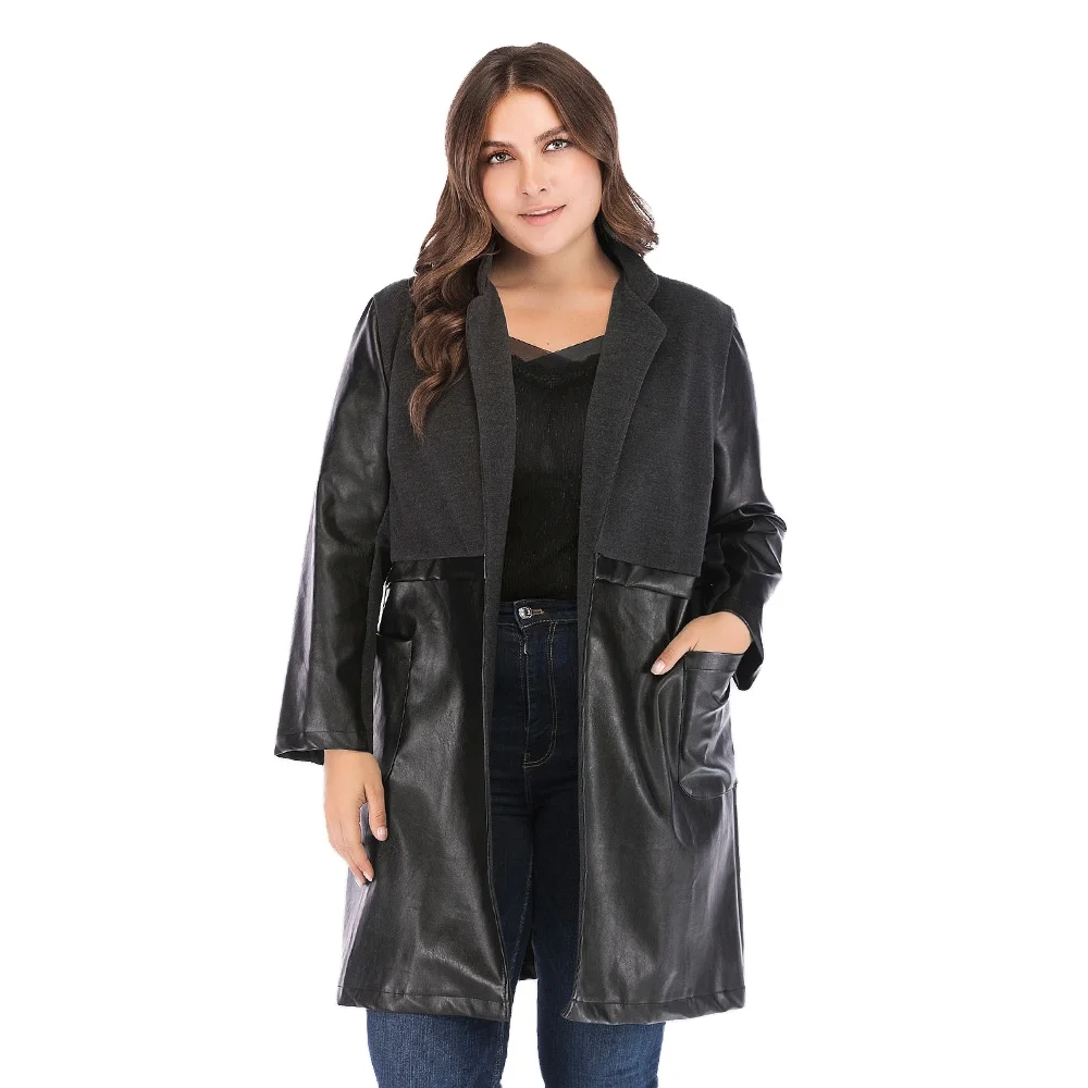 New women's classic black long large size stand collar slim long sleeve women's PU leather cardigan jacket, Picture
New women's classic black long large size stand collar slim long sleeve women's PU leather cardigan jacket, Picture