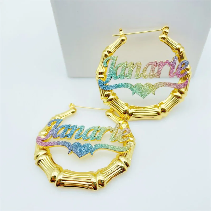 Lateefah OEM Luxury Gold Plated Huggies Custom Women Name Acrylic Big Hoop Earrings, Picture shows
Lateefah OEM Luxury Gold Plated Huggies Custom Women Name Acrylic Big Hoop Earrings, Picture shows
