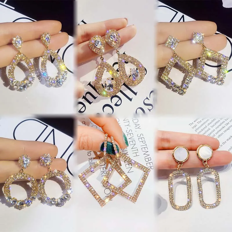 Fashion Geometric Diamond Zircon Earrings S925 Silver Big Party Promare Earrings Women Personality Jewelry accessories gift
Fashion Geometric Diamond Zircon Earrings S925 Silver Big Party Promare Earrings Women Personality Jewelry accessories gift